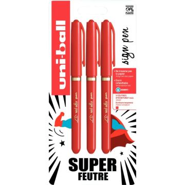Blister de 3 rollers Sign Pen rouges