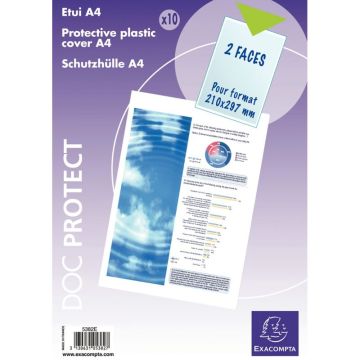 Sachet de 10 étuis en PVC lisse 20/100ème pour format A4