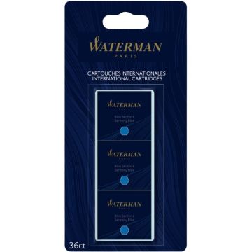 Blister de 36 cartouches courtes Waterman bleues