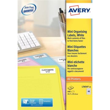 Paquet de 600 étiquettes mini blanc 45,7x25,4mm