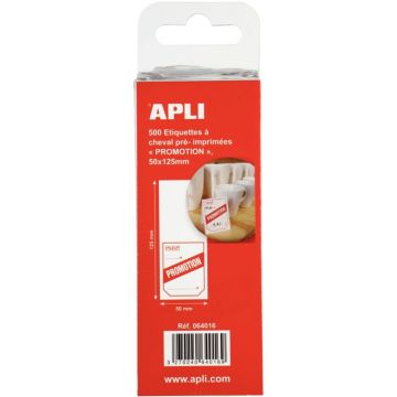 Paquet de 500 étiquettes à cheval pré-imprimées Promotion 50x125mm