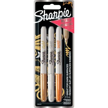 Blister de 3 marqueurs permanents Sharpie métallique