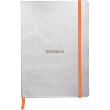 Carnet RHODIARAMA format A5 160 pages, ligné, couverture souple en simili cuir, argent