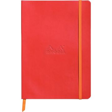 Carnet RHODIARAMA format A5 160 pages, dot (pointillés), couverture souple en simili cuir, rouge coquelicot