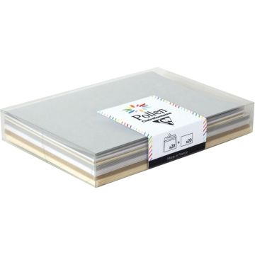 Coffret Pollen uni, 20 enveloppes C6 + 20 cartes 110x155, assortiment Chic