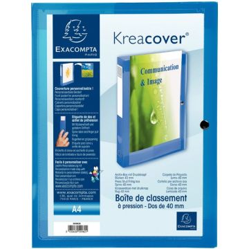 Boite de classement personnalisable Kreacover en polypropylène 7/10, dos 4 cm, bleu