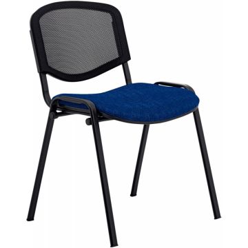 Chaise réunion dos résille noir/assise bleu