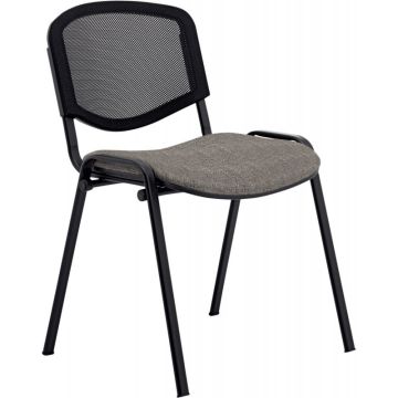 Chaise réunion dos résille noir/assise gris