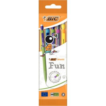 Blister de 5 porte-mines bic matic fun 0,7 HB assortis