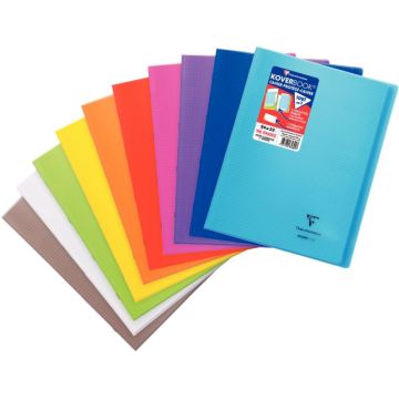 Piqûre 96 pages 24x32 cm KOVERBOOK, quadrillé 5x5 90g, couverture en polypropylène, coloris assortis