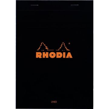 Bloc de bureau Rhodia BLACK, format A5, ligné 7 mm + marge, papier 80 g