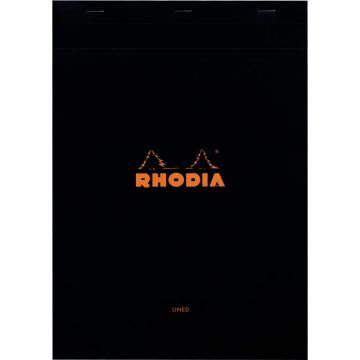 Bloc de bureau Rhodia BLACK, format A4, ligné 7 mm + marge, papier 80 g