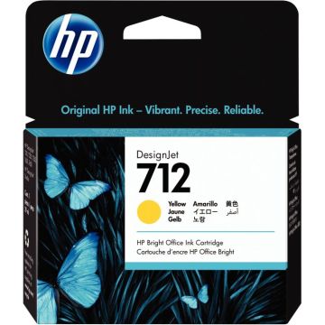HP 712 cartouche d'encre jaune authentique (3ED69A)