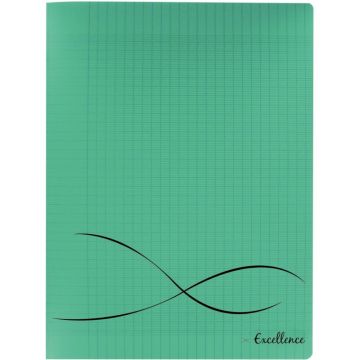 Piqûre 96 pages, couverture en polypropylène, format 17x22 cm, seyès, coloris vert