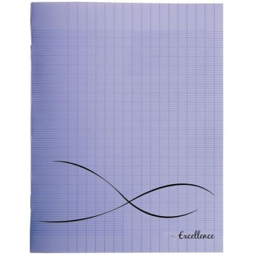 Piqûre 96 pages, couverture en polypropylène, format 17x22 cm, seyès, coloris violet