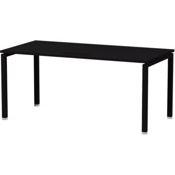 Bureau droit piètement en U L160xH74xP80cm panneau noir/pieds noir