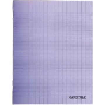 Piqûre 48 pages MAJUSCULE, format A4 (21x29,7 cm), papier blanc 90g, réglure seyès, couverture en polypropylène violet