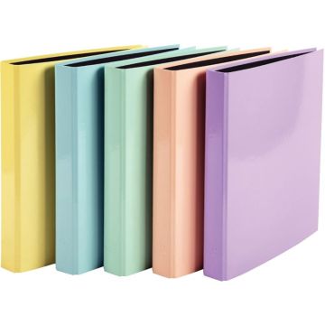 Carton de 10 classeurs 4 anneaux, dos 4 cm, en carte rigide pelliculée AQUAREL, coloris assortis