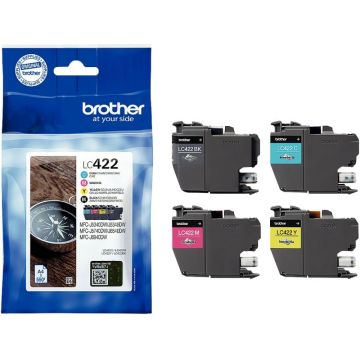Brother BOUSSOLE pack de 4 cartouches jet d'encre noire, cyan, magenta et jaune authentique ( LC422VAL)