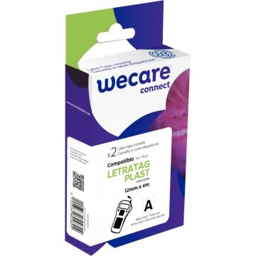Pack de 2 letratag plastique noir sur blanc 12 x 4 m compatible
