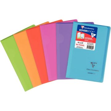 Carnet piqué Koverbook 96 pages, 11x17 cm, quadrillé 5x5, coloris assortis
