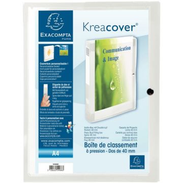 Boite de classement personnalisable Kreacover en polypropylène 7/10, dos 4 cm, incolore