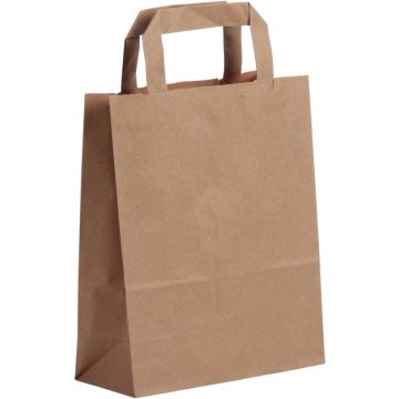 Paquet de 50 sacs kraft brun 18+8x22cm poignées plates