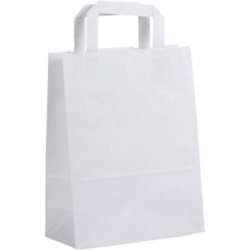 Paquet de 50 sacs kraft blanc 22+10x28cm poignées plates