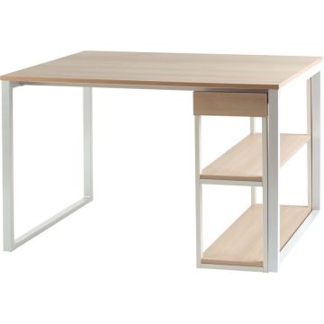 Option rangement 3 tablettes pour bureau modulable chêne/blanc