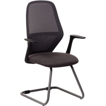 Lot de 2 sièges visiteur structure noire/Assise et résille gris foncé