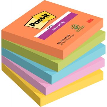Paquet de 5 blocs de 90 feuilles Super Sticky post-it, 76 x 76 mm collection boost