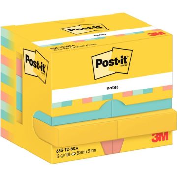 Paquet de 12 blocs notes post it collection beachside 100 feuilles 38x51mm