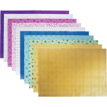 Pochette de 10 feuilles pailletées holographiques adhesives format A4