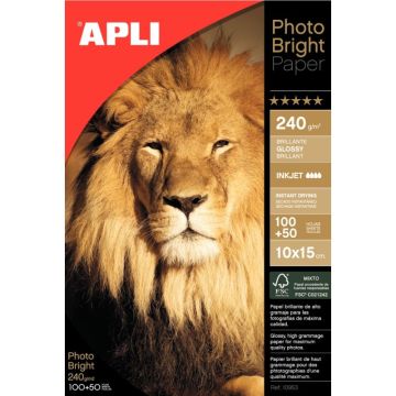 Boite 150 feuilles APLI 10x15cm brillant 240g