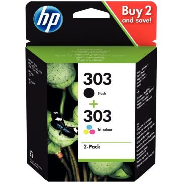 HP 303 pack de 2 cartouches d'encre, noire et trois couleurs, authentiques (3YM92AE)