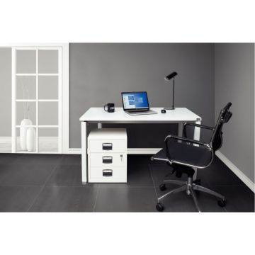 Bureau droit piètement en U L160xH74xP80cm panneau blanc/pieds blanc