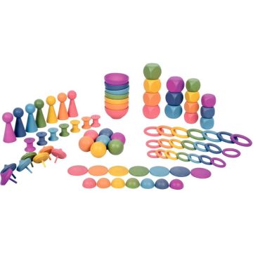 Boite de 84 pièces en bois assorties