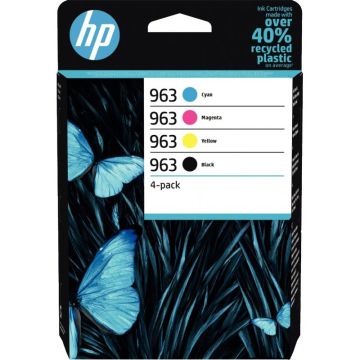 HP 963 pack de 4 cartouches d'encre noire, cyan, magenta et jaune authentiques (6ZC70AE)