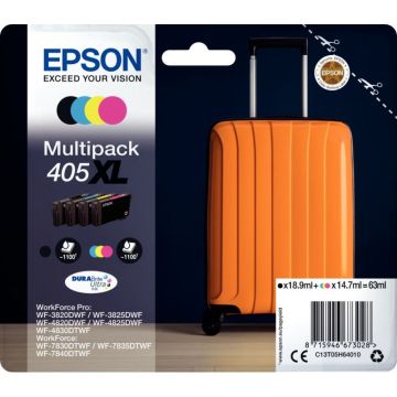 Epson VALISE / 405XL pack de de 4 cartouches jet d'encre noire, cyan, magenta et jaune haute capacité authentique (T05H640)