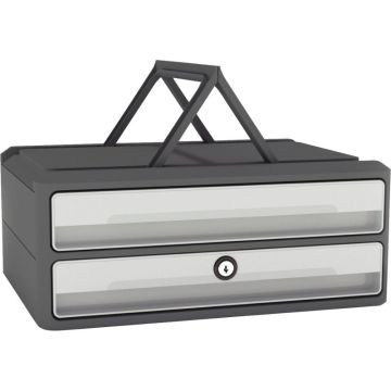 Module 2 tiroirs MOOVUP gris foncé/gris clair