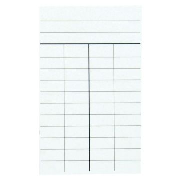 Paquet de 1000 fiches de prêt, 4 colonnes dimensions : 12,5 x 7,5 cm