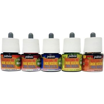 Set de 5 Flacons 45ml d'encre à dessiner végétale, couleurs secondaires