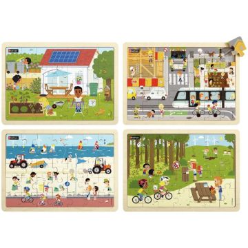 Lot de 4 puzzles, éco-citoyens
