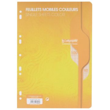 Sachet de 50 feuillets mobiles (100 pages) format 21x29,7cm séyès 80g coloris jaune
