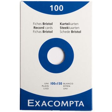 Boîte de 100 fiches bristol non perforées carte forte 205 g uni blanc 10 x 15 cm