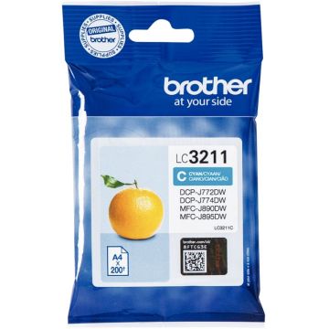 Brother ORANGE cartouche jet d'encre cyan authentique (LC3211C)