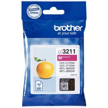 Brother ORANGE cartouche jet d'encre magenta authentique (LC3211M )