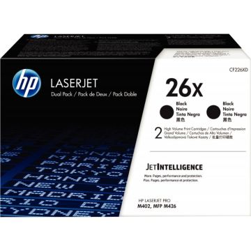 HP 26X pack de 2 toners noirs grande capacité authentiques (CF226XD)