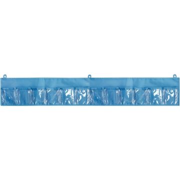 Rangement mural horizontal bleu avec 12 pochettes
