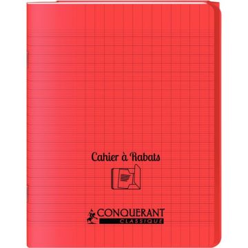 Piqûre 48 pages couverture polypropylène avec 2 rabats format 17x22 cm seyes coloris rouge